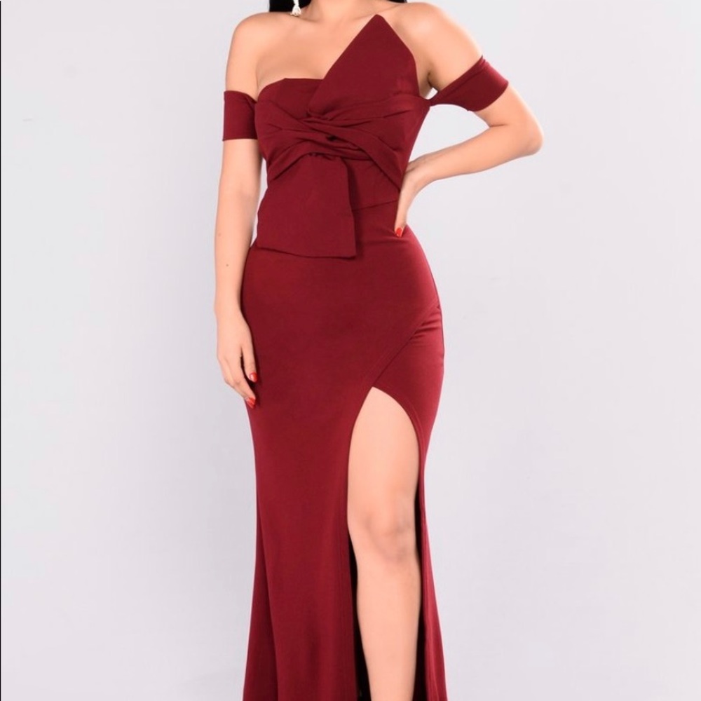 Red evening gown